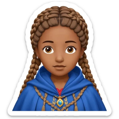 brown skin girl with braided hair, wearing blue cloak sticker