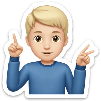 A boy extending poitning to the side. Full body. sticker