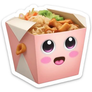 Pastel Chinese food takeout box with kawaii eyes  sticker