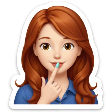 A cute woman, long auburn hair, she's blowing a kiss. sticker