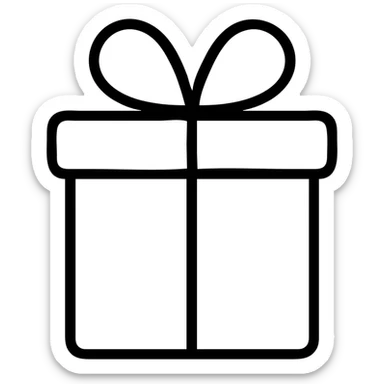 gift box icon, simple and clear, minimal details, suitable for use as an icon, clean lines, minimalistic style, easily recognizable, flat design, simple ribbon, modern icon aesthetic, outlined, minimal color, designed for icon use sticker