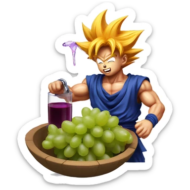 Super saiyan Goku pouring grape juice sticker