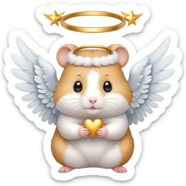Hamster with angel wings and a halo sticker