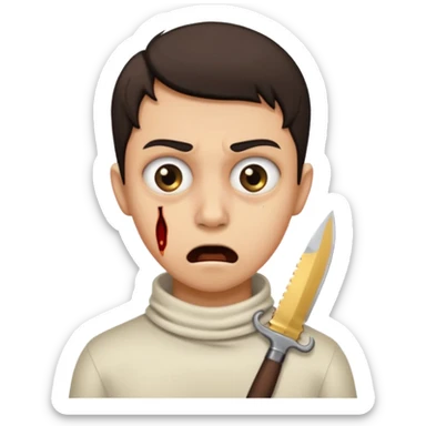 A person with a knife on their neck sticker