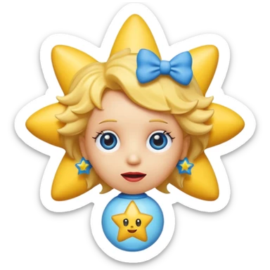 3D emoji head-only, smooth plastic, soft studio light, big round eyes, bold outline, centered, transparent bg,
Maggie Simpson, yellow skin, eight-point star hair with blue bow, red pacifier sticker