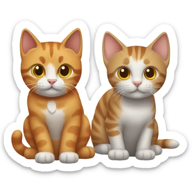 two cats, one gray and one ginger tabby sticker