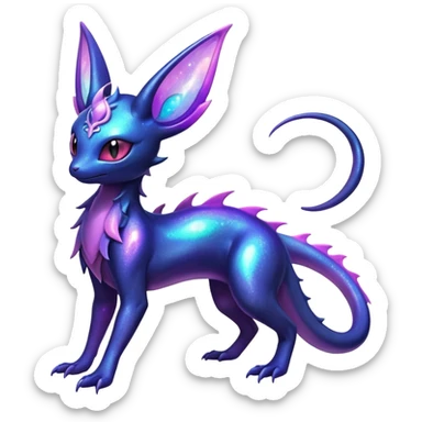 Shiny Ethereal Celestial Nebulae Salandit-Noibat-Espeon-Hybrid (Full body) sticker