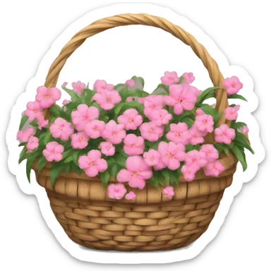 basket with courtyard and  pink flowers  sticker