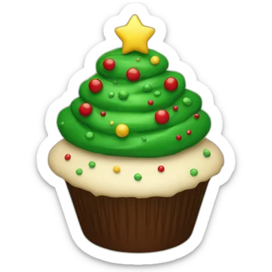 Happy Christmas tree cupcake sticker