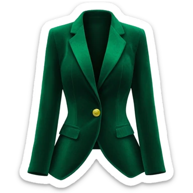 Realistic isolated side view of an open emerald green velvet feminine fashion blazer jacket. sticker