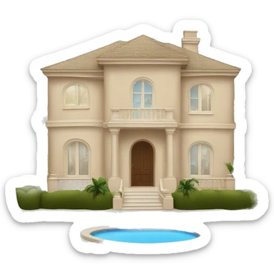 Beige Luxury Home with Palm trees and hibiscus sticker