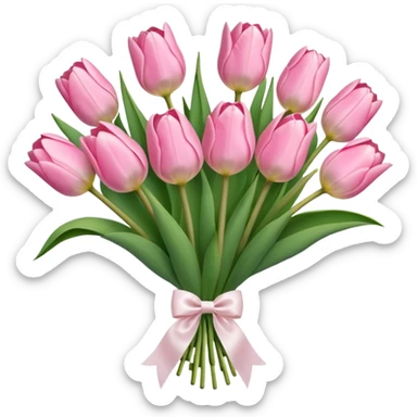 Pastel pink tulip bouquet with bow sticker