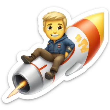 white guy sitting on rocket in 45 degree angle sticker
