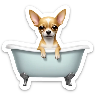 A Chihuahua smoking a cigarette in a bathtub sticker