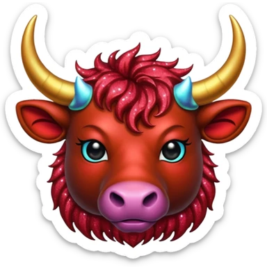 red glitter horned ox sticker