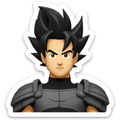 A Male Saiyan With Black Battle Armor And Hair Like Trunks Super Saiyan Grade 2 But Black Dragon Ball sticker