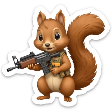 Squirrel holding m4 rifle sticker