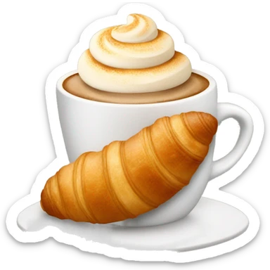 Cup of cappuccino with croissant sticker
