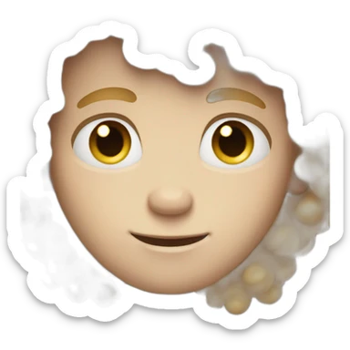A guy with soft fluffy golden hair with soft freckles, blue eyes sticker