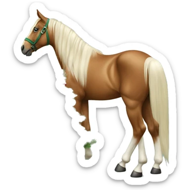 Horse putting ornaments on a Christmas tree sticker