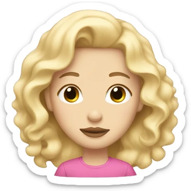 girl sleeping white skin blonde hair pink lips wavy hair sticker