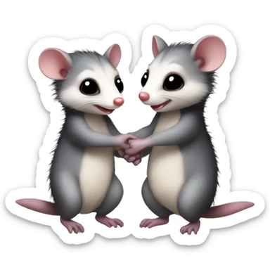 2 best friend Virginia opossums holding hands sticker