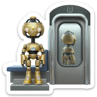 Futuristic turbo neon super robot metal  golden diamond Ruby 6000 Nike shoes hotel super 50000 metallic silver mirror basic black restaurant city train sticker