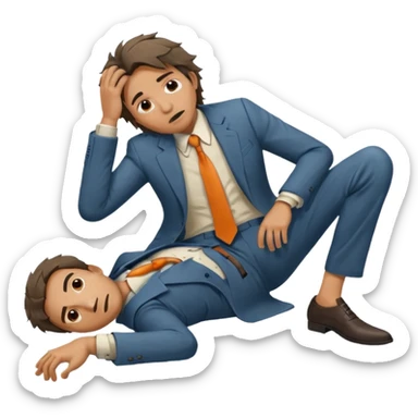 a man lying on the floor who has just fallen sticker