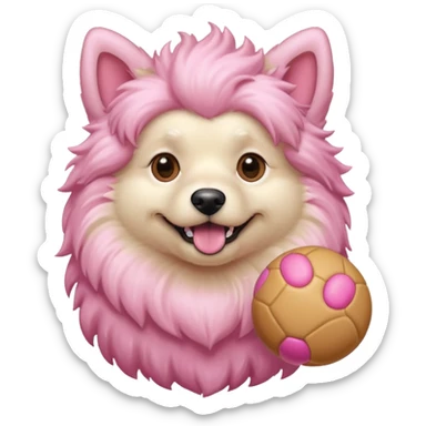 pink girly dog playing fetch sticker
