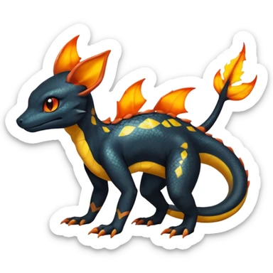 Shiny Exotic Salandit-Umbreon-Charmeleon-Fakémon-hybrid-creature (full body)  sticker
