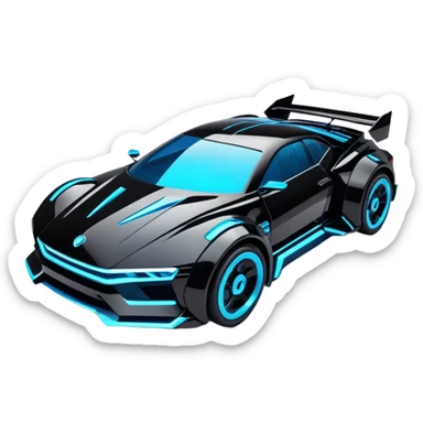 futuristic black and blue cyberpunk car sticker