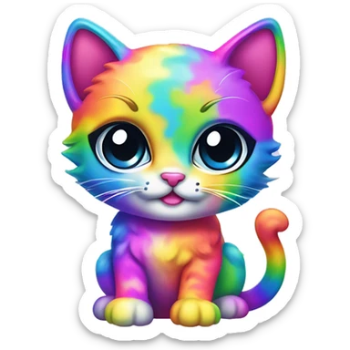 lisa frank style rainbow kitten sticker