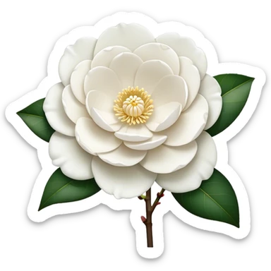 single White Camellia Japonica, straight stem sticker