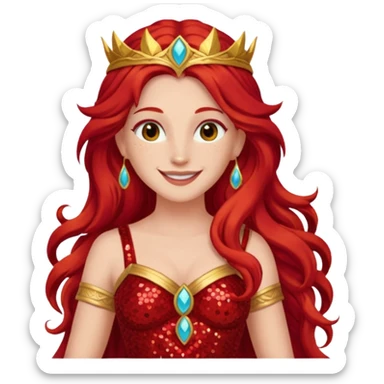 Vesta, Goddess of Hearth from Gods and Goddesses with long red hair, red sequin outfit sticker