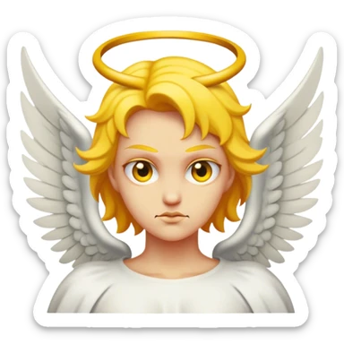 Un ange diabolique sans cheveux avec des cornes et la tête jaune. Il faut qu'on voit qu'une seul tête. sticker