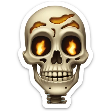 skeleton with burnt head sticker