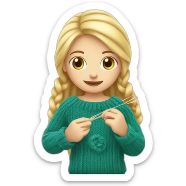 Blond girl knitting sticker