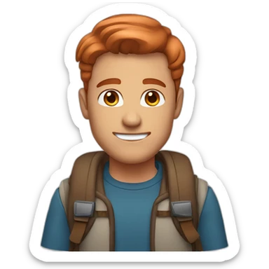 hiker man blue eyes slick copper hair clean shaven sticker