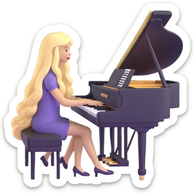 woman with long blonde hair playing the piano sticker
