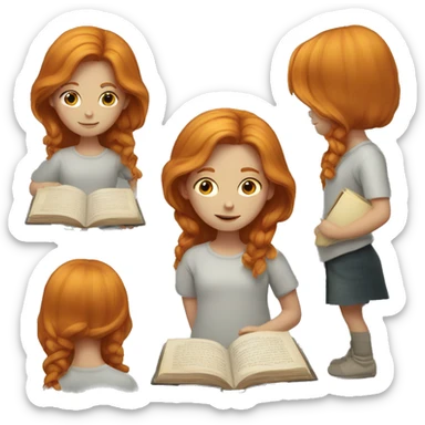 ginger girl with a book sticker