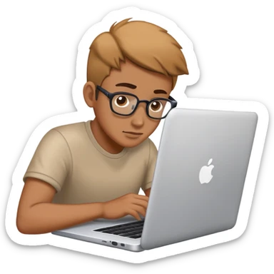 persona con una laptop, trabajando sola sticker