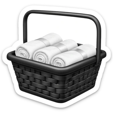 black metal basket with folded towels, with sparkles sticker
