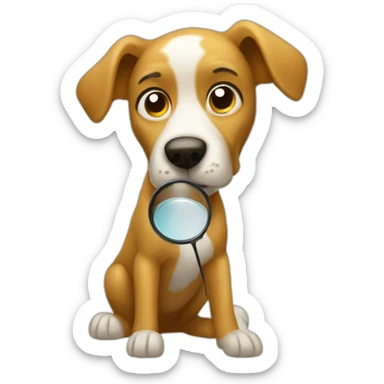 dog searching with a magnifier glass sticker