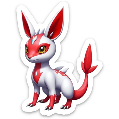  Cute Shiny Exotic Colorful Guilmon-Latias-Koraidon-Umbreon-Fakémon-hybrid-creature (full body)  sticker