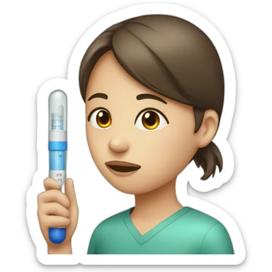 Illness girl with thermometer in the mouth sticker