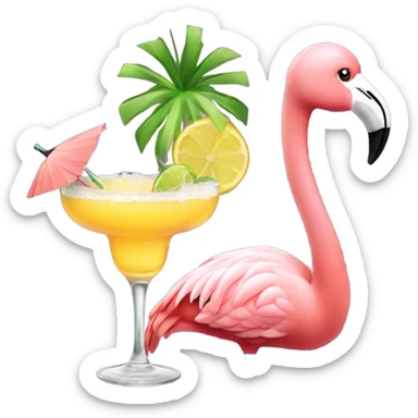 Flamingo drinking a margarita  sticker