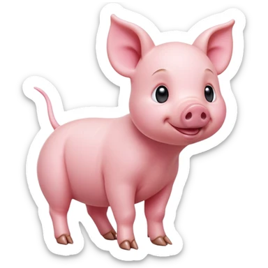 cinematic-[realistic piglet]-realistic-full-body-standing-emoji,-tail-flicking-lazily,-head-tilted-dramatically,-sleek-[pink]-skin,-simplified-yet-realistic-focused-features,-highly-detailed,-glowing-with-an-almost-sarcastic-glow sticker