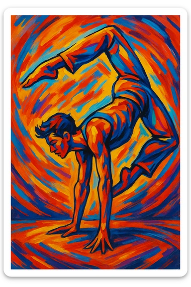 illustration of a person performing acrobatic moves, style 4 sticker