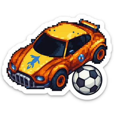 Add a soccer ball next to the Rocket League car. Keep the background transparent. sticker