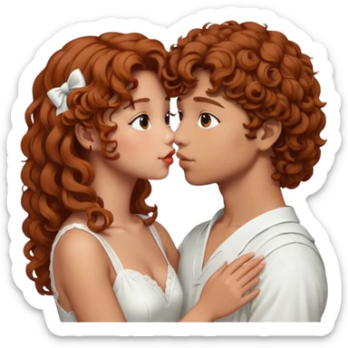 V de BTS qui fait un bisous a une fille avec des cheveux bouclé un peu rouge sticker